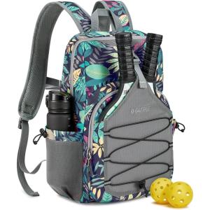 imageG4Free Pickleball Bag Pickleball Backpack for Women and Men Padel Bag Fits 2 to 4 Paddles Gifts for Pickleball LoversBlue Leaf