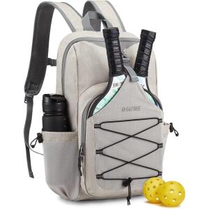 imageG4Free Pickleball Bag Pickleball Backpack for Women and Men Padel Bag Fits 2 to 4 Paddles Gifts for Pickleball LoversIvory White