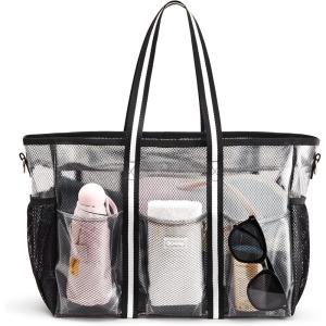 imageG4Free Waterproof Beach Tote Pool Bags for Women Large Capacity Tote Bag With Wet Compartment for Weekender TravelBlack