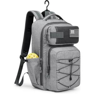 imagePickleball Backpack Fits 2 to 6 Paddles Large Pickleball Bag with Fence Hook for Men and Women Light GreyLight Grey