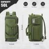 image3in1 Tactical Travel Duffle Bag for Men and Women Large 50L Military Duffle Weekender Bags Gym Backpack with Shoes Compartment and Wet Pocket BlackArmy Green