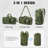 image3in1 Tactical Travel Duffle Bag for Men and Women Large 50L Military Duffle Weekender Bags Gym Backpack with Shoes Compartment and Wet Pocket BlackArmy Green