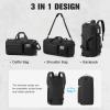 image3in1 Tactical Travel Duffle Bag for Men and Women Large 50L Military Duffle Weekender Bags Gym Backpack with Shoes Compartment and Wet Pocket BlackBlack