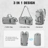 image3in1 Tactical Travel Duffle Bag for Men and Women Large 50L Military Duffle Weekender Bags Gym Backpack with Shoes Compartment and Wet Pocket BlackLight Grey