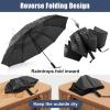 imageG4Free 42465462 Inch Large Golf Umbrella Compact Reverse Travel Umbrella 10 Ribs Windproof for Rain Double Canopy Automatic Open CloseBlack