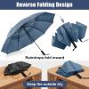 imageG4Free 42465462 Inch Large Golf Umbrella Compact Reverse Travel Umbrella 10 Ribs Windproof for Rain Double Canopy Automatic Open CloseBlue
