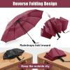 imageG4Free 42465462 Inch Large Golf Umbrella Compact Reverse Travel Umbrella 10 Ribs Windproof for Rain Double Canopy Automatic Open CloseBurgendy