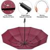 imageG4Free 42465462 Inch Large Golf Umbrella Compact Reverse Travel Umbrella 10 Ribs Windproof for Rain Double Canopy Automatic Open CloseBurgendy