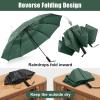 imageG4Free 42465462 Inch Large Golf Umbrella Compact Reverse Travel Umbrella 10 Ribs Windproof for Rain Double Canopy Automatic Open CloseDark Green