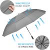 imageG4Free 42465462 Inch Large Golf Umbrella Compact Reverse Travel Umbrella 10 Ribs Windproof for Rain Double Canopy Automatic Open CloseGrey