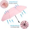 imageG4Free 42465462 Inch Large Golf Umbrella Compact Reverse Travel Umbrella 10 Ribs Windproof for Rain Double Canopy Automatic Open ClosePink