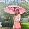 imageG4Free 42465462 Inch Large Golf Umbrella Compact Reverse Travel Umbrella 10 Ribs Windproof for Rain Double Canopy Automatic Open ClosePink