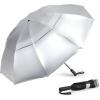 imageG4Free 42465462 Inch Large Golf Umbrella Compact Reverse Travel Umbrella 10 Ribs Windproof for Rain Double Canopy Automatic Open CloseSliverBlack