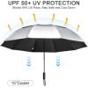 imageG4Free 42465462 Inch Large Golf Umbrella Compact Reverse Travel Umbrella 10 Ribs Windproof for Rain Double Canopy Automatic Open CloseSliverBlack