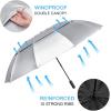 imageG4Free 42465462 Inch Large Golf Umbrella Compact Reverse Travel Umbrella 10 Ribs Windproof for Rain Double Canopy Automatic Open CloseSliverBlack