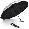 imageG4Free 42465462 Inch Large Golf Umbrella Compact Reverse Travel Umbrella 10 Ribs Windproof for Rain Double Canopy Automatic Open CloseSliverBlack
