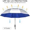 imageG4Free 42465462 Inch Large Golf Umbrella Compact Reverse Travel Umbrella 10 Ribs Windproof for Rain Double Canopy Automatic Open CloseSliverBlue
