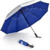 imageG4Free 42465462 Inch Large Golf Umbrella Compact Reverse Travel Umbrella 10 Ribs Windproof for Rain Double Canopy Automatic Open CloseSliverBlue