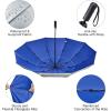 imageG4Free 42465462 Inch Large Golf Umbrella Compact Reverse Travel Umbrella 10 Ribs Windproof for Rain Double Canopy Automatic Open CloseSliverBlue