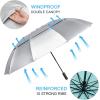 imageG4Free 42465462 Inch Large Golf Umbrella Compact Reverse Travel Umbrella 10 Ribs Windproof for Rain Double Canopy Automatic Open CloseSliverLake Blue