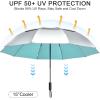 imageG4Free 42465462 Inch Large Golf Umbrella Compact Reverse Travel Umbrella 10 Ribs Windproof for Rain Double Canopy Automatic Open CloseSliverLake Blue