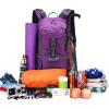 imageG4Free 45L Hiking Travel Backpack Waterproof with Rain Cover Outdoor Camping Daypack for Men Women BlackPurple