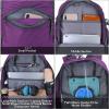 imageG4Free 45L Hiking Travel Backpack Waterproof with Rain Cover Outdoor Camping Daypack for Men Women BlackPurple