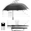 imageG4Free 47546268 Inch Automatic Open Golf Umbrella Oversize Extra Large Double Canopy Vented Windproof Waterproof Stick UmbrellasBlack
