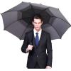imageG4Free 47546268 Inch Automatic Open Golf Umbrella Oversize Extra Large Double Canopy Vented Windproof Waterproof Stick UmbrellasBlackGrey