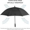imageG4Free 47546268 Inch Automatic Open Golf Umbrella Oversize Extra Large Double Canopy Vented Windproof Waterproof Stick UmbrellasBlackReflective Stripe