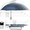 imageG4Free 47546268 Inch Automatic Open Golf Umbrella Oversize Extra Large Double Canopy Vented Windproof Waterproof Stick UmbrellasNavy BlueReflective Stripe