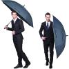 imageG4Free 47546268 Inch Automatic Open Golf Umbrella Oversize Extra Large Double Canopy Vented Windproof Waterproof Stick UmbrellasNavy BlueReflective Stripe