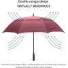 imageG4Free 47546268 Inch Automatic Open Golf Umbrella Oversize Extra Large Double Canopy Vented Windproof Waterproof Stick UmbrellasWine Red
