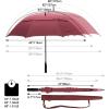 imageG4Free 47546268 Inch Automatic Open Golf Umbrella Oversize Extra Large Double Canopy Vented Windproof Waterproof Stick UmbrellasWine Red