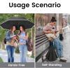 imageG4Free 4862 Inch Large Inverted Reverse Umbrella with CShaped Handle Windproof Double Layer Upside Down Car Rain Umbrellas for Men WomenBlack with Reflective Stripe