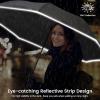 imageG4Free 4862 Inch Large Inverted Reverse Umbrella with CShaped Handle Windproof Double Layer Upside Down Car Rain Umbrellas for Men WomenBlack with Reflective Stripe