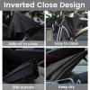 imageG4Free 4862 Inch Large Inverted Reverse Umbrella with CShaped Handle Windproof Double Layer Upside Down Car Rain Umbrellas for Men WomenBlack with Reflective Stripe
