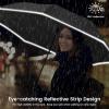 imageG4Free 4862 Inch Large Inverted Reverse Umbrella with CShaped Handle Windproof Double Layer Upside Down Car Rain Umbrellas for Men WomenBlack with Reflective Stripe