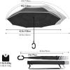 imageG4Free 4862 Inch Large Inverted Reverse Umbrella with CShaped Handle Windproof Double Layer Upside Down Car Rain Umbrellas for Men WomenBlack with Reflective Stripe