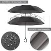 imageG4Free 4862 Inch Large Inverted Reverse Umbrella with CShaped Handle Windproof Double Layer Upside Down Car Rain Umbrellas for Men WomenGrey