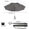 imageG4Free 4862 Inch Large Inverted Reverse Umbrella with CShaped Handle Windproof Double Layer Upside Down Car Rain Umbrellas for Men WomenGrey