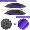 imageG4Free 4862 Inch Large Inverted Reverse Umbrella with CShaped Handle Windproof Double Layer Upside Down Car Rain Umbrellas for Men WomenPurple