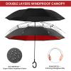 imageG4Free 4862 Inch Large Inverted Reverse Umbrella with CShaped Handle Windproof Double Layer Upside Down Car Rain Umbrellas for Men WomenRed