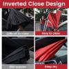 imageG4Free 4862 Inch Large Inverted Reverse Umbrella with CShaped Handle Windproof Double Layer Upside Down Car Rain Umbrellas for Men WomenRed with Reflective Stripe