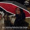 imageG4Free 4862 Inch Large Inverted Reverse Umbrella with CShaped Handle Windproof Double Layer Upside Down Car Rain Umbrellas for Men WomenRed with Reflective Stripe