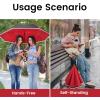 imageG4Free 4862 Inch Large Inverted Reverse Umbrella with CShaped Handle Windproof Double Layer Upside Down Car Rain Umbrellas for Men WomenRed with Reflective Stripe