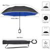 imageG4Free 4862 Inch Large Inverted Reverse Umbrella with CShaped Handle Windproof Double Layer Upside Down Car Rain Umbrellas for Men WomenRoyal Blue with Reflective Stripe