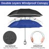 imageG4Free 4862 Inch Large Inverted Reverse Umbrella with CShaped Handle Windproof Double Layer Upside Down Car Rain Umbrellas for Men WomenRoyal Blue with Reflective Stripe