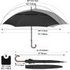 imageG4Free 5262inch Wooden J Handle Golf Umbrella Windproof UV Protection Classic Stick Wedding Cane Umbrellas Auto Open Cane Hook HandleBlack