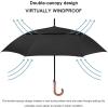 imageG4Free 5262inch Wooden J Handle Golf Umbrella Windproof UV Protection Classic Stick Wedding Cane Umbrellas Auto Open Cane Hook HandleBlack